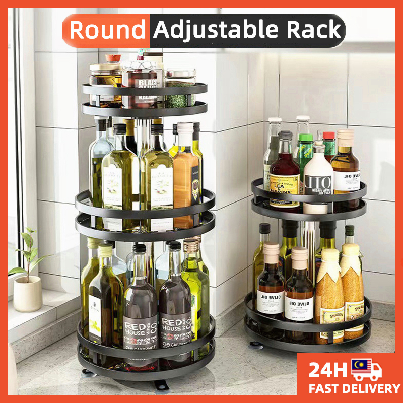 Kitchen Rack 2 3 Tier Rotatable Stainless Steel Rak Dapur Spice Rack Multi Organizer Shopee