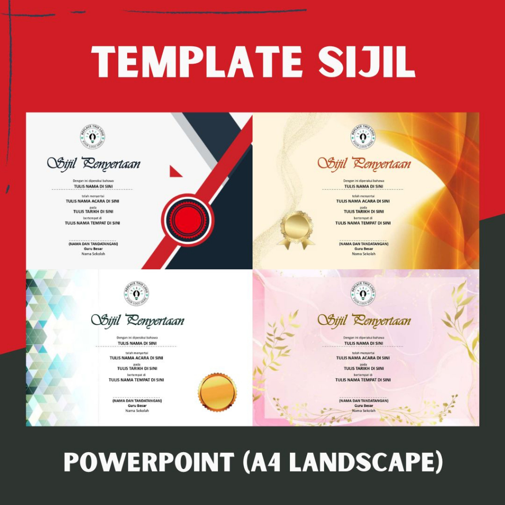 Powerpoint Template Sijil Certificate Template Editable Powerpoint