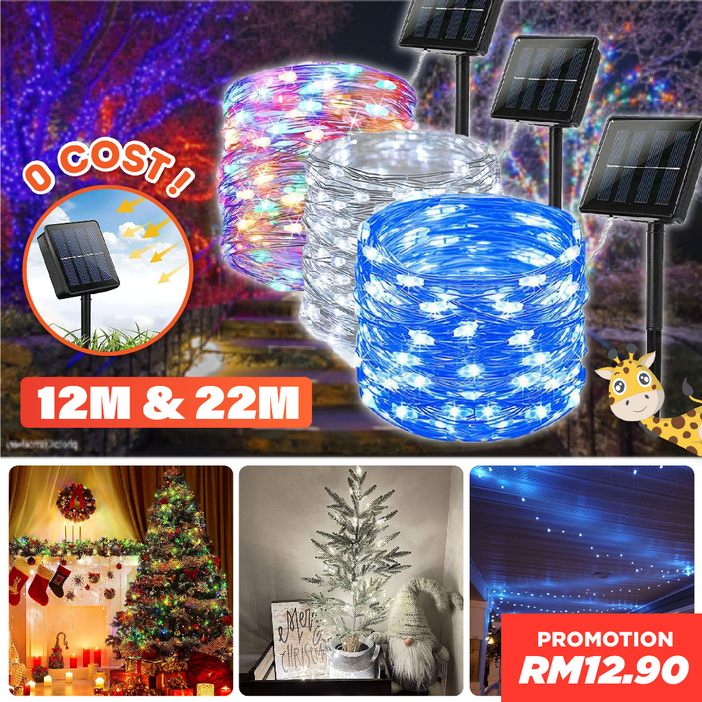 12M 22M Copper Outdoor Solar Fairy Light String Fairy Light Garden