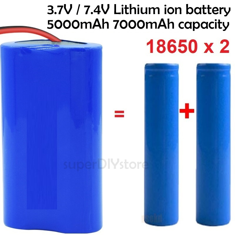 Double power ICR 18650 7000mAh 5000mAh 3.7V / 7.4V Liion lithium