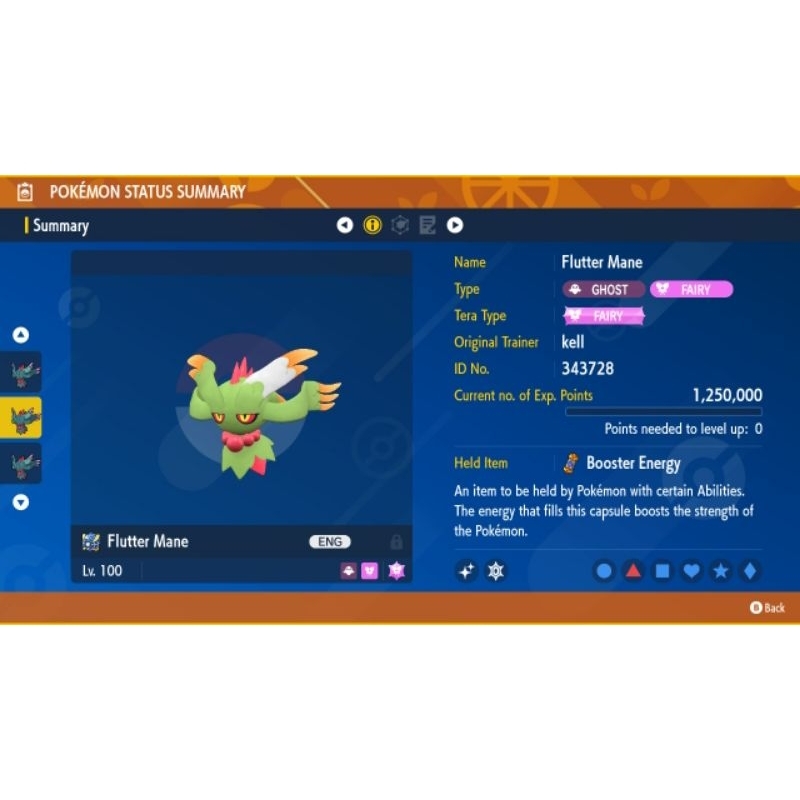 Pokemon Scarlet & Violet 6IVs Shiny Flutter Mane With Full EV Trained ...