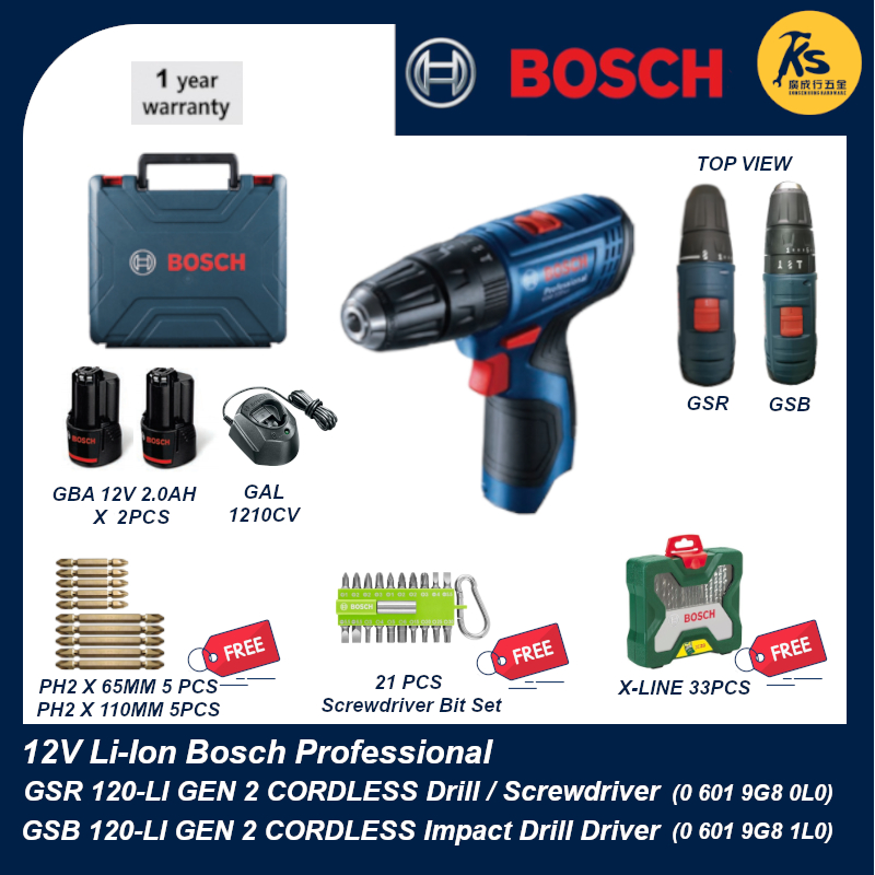 Bosch 12v Cordless Drill Driver Gsr 120 Li 0 601 9g8 0l0 Cordless Impact Drill Driver Gsb