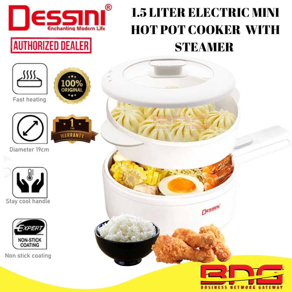 DESSINI Electric Cooker Steamboat Hot Pot Non Stick Frying Wok Pan Rice