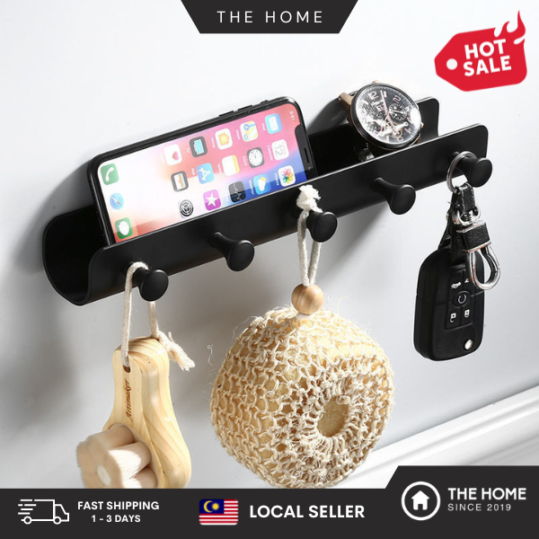 THE HOME 5 6 Hooks Space Aluminium Key Holder Key Rack Wall Mount Hook ...