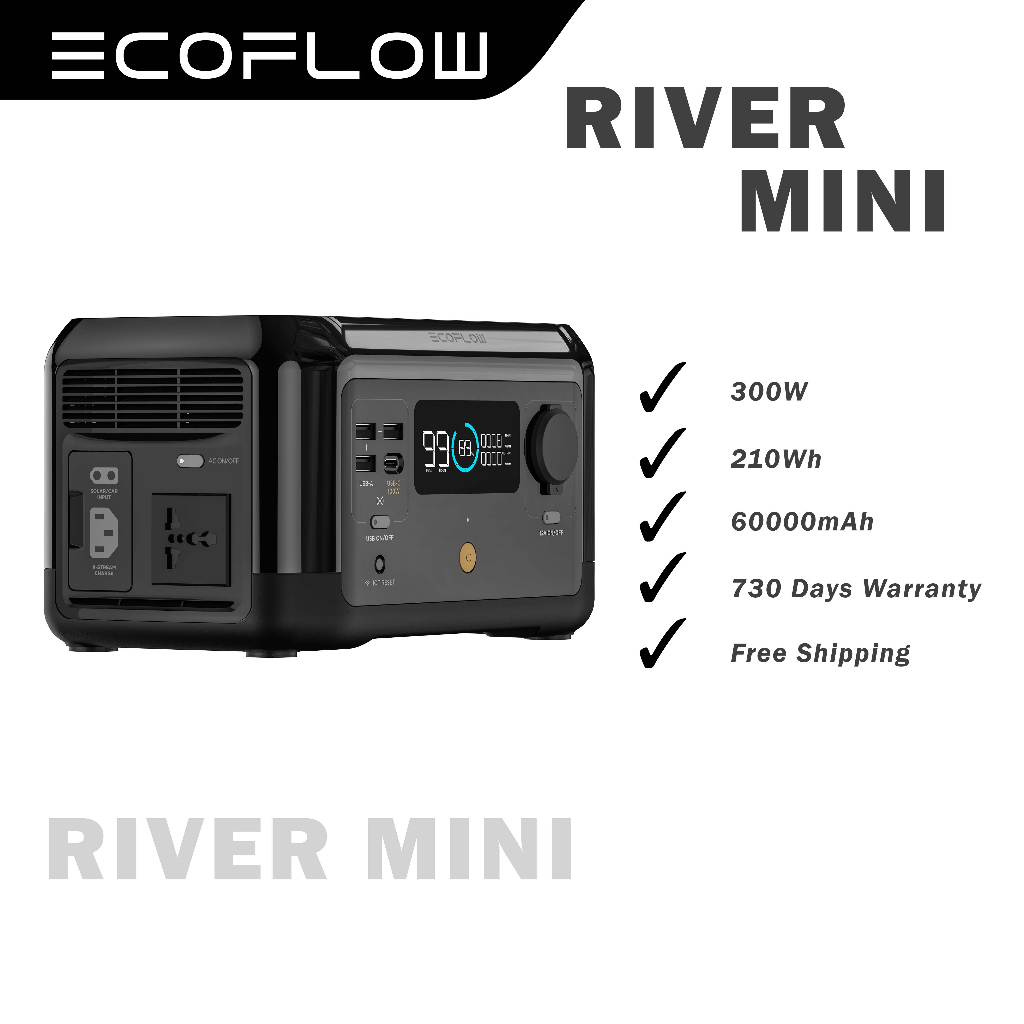 EcoFlow River Mini Portable Power Station 300W 210Wh Wireless Charging ...