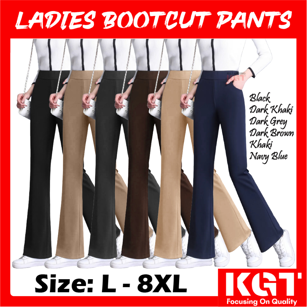 KGT Bamboo Slack Seluar Slack Mini Bootcut Plus Size 230 GSM Perempuan ...