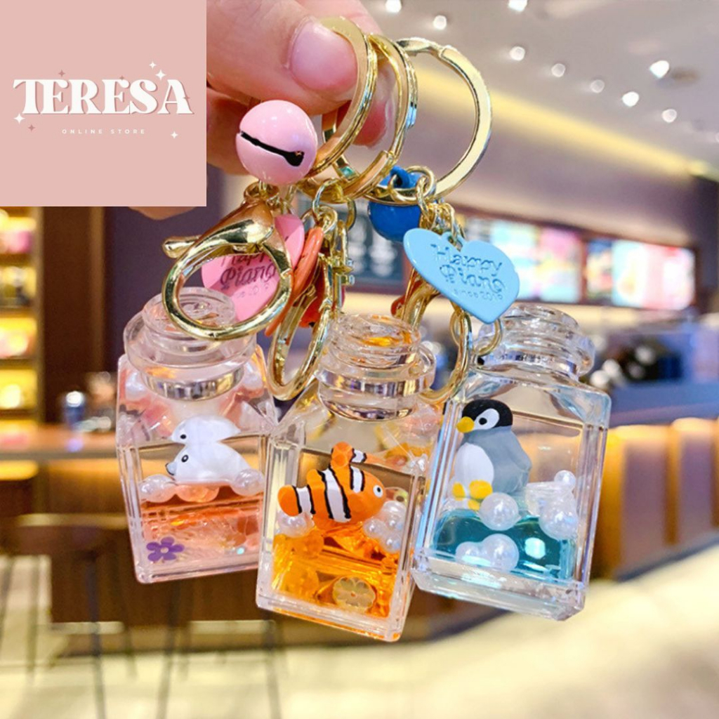 A59 Animal Liquid Oil Floating Keychain Rantai Kunci Cecair Terapung ...