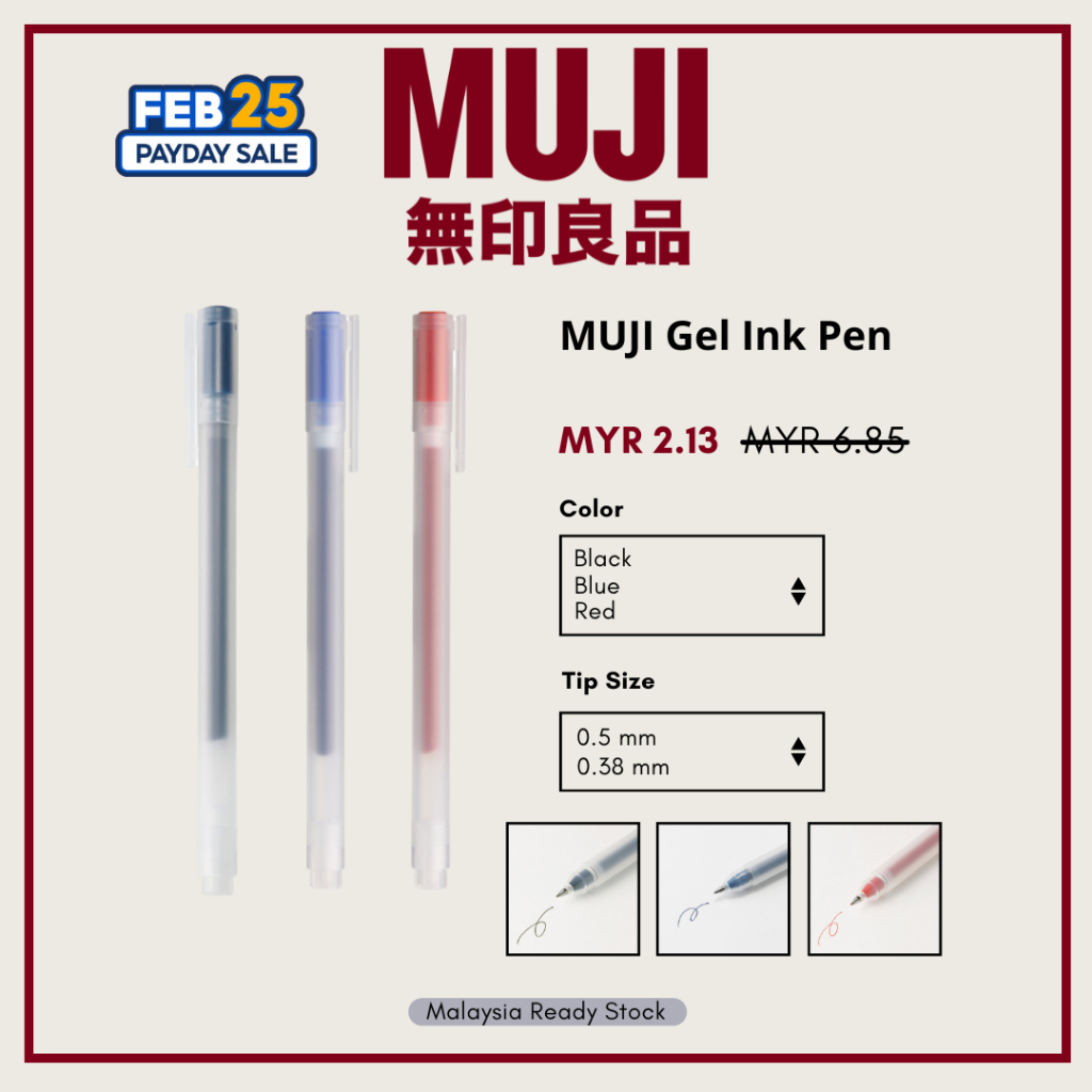 MUJI Gel Ink Ballpoint Pen Cap Type 0.5 mm 0.38 mm MUJI Gel Pen Black