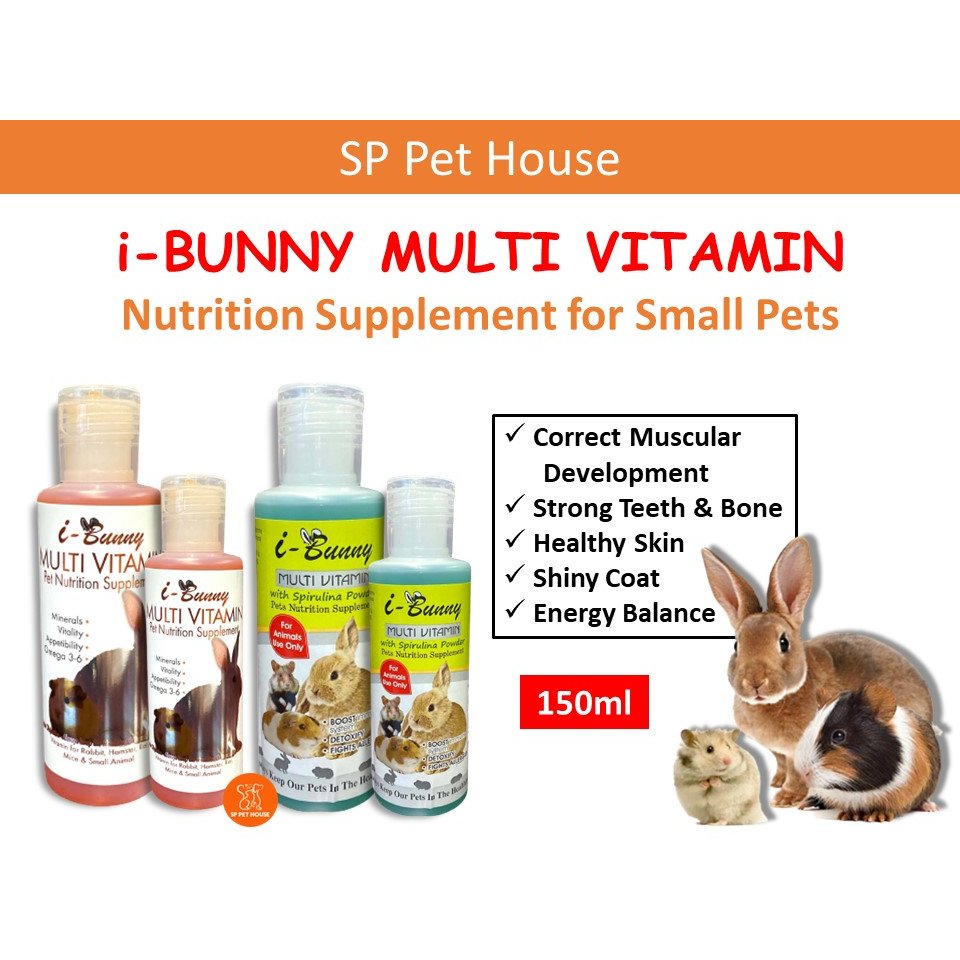 iBunny Multi Vitamin Spirulina Powder 150ml / I Bunny Vitamin for Rabbits Hamster Rat Mice