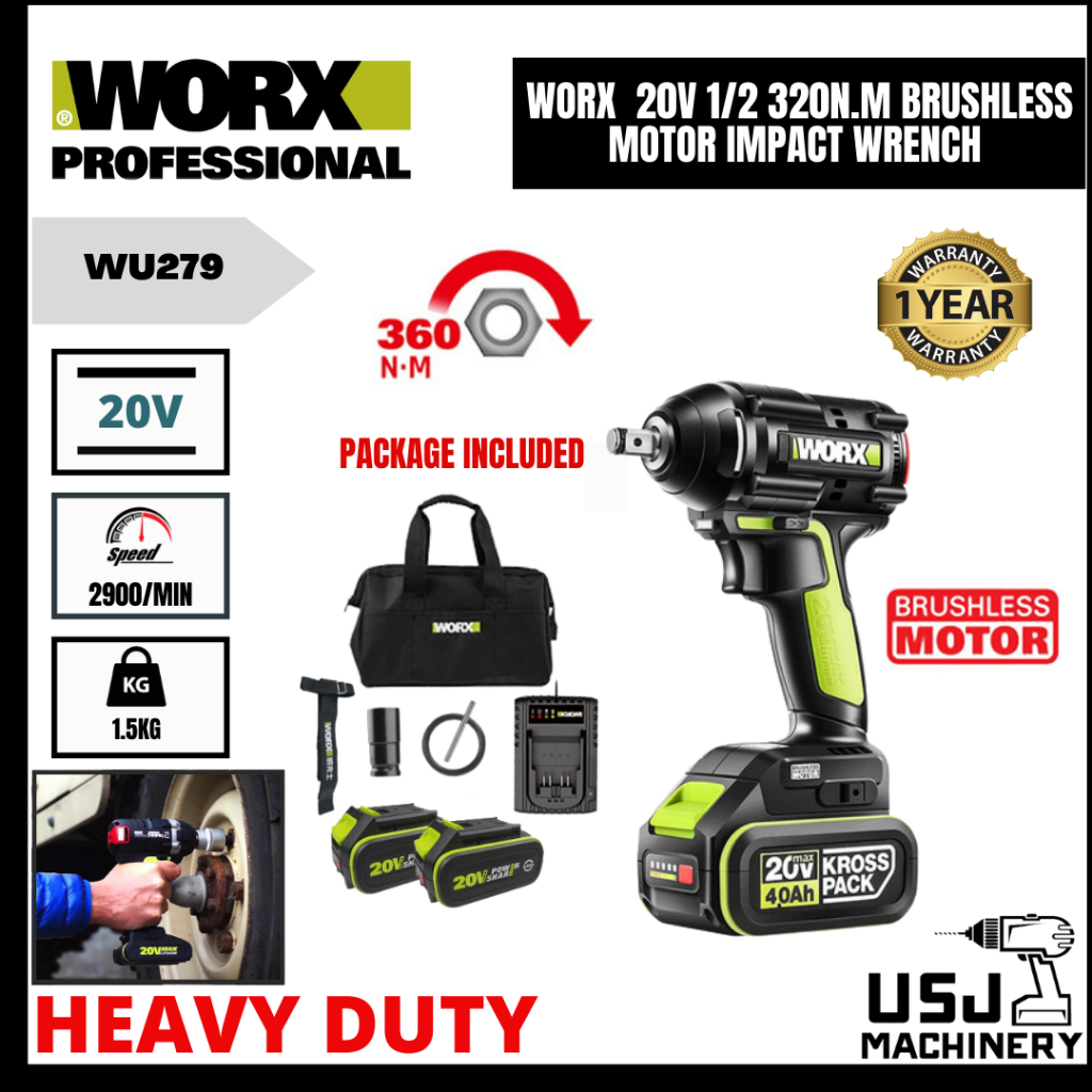 WORX 20V Liion Brushless Impact Wrench WU279 (Professional Power Tools