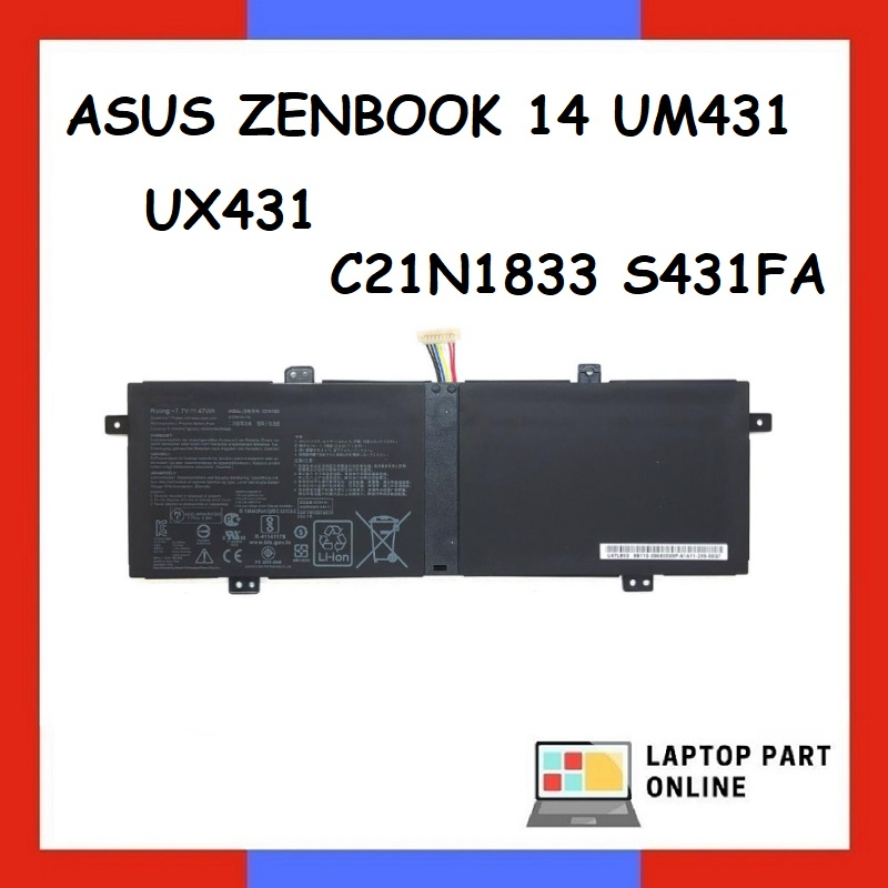 ASUS ZENBOOK 14 UM431 UX431 C21N1833 VIVOBOOK S14 S431FA LAPTOP BATTERY ...