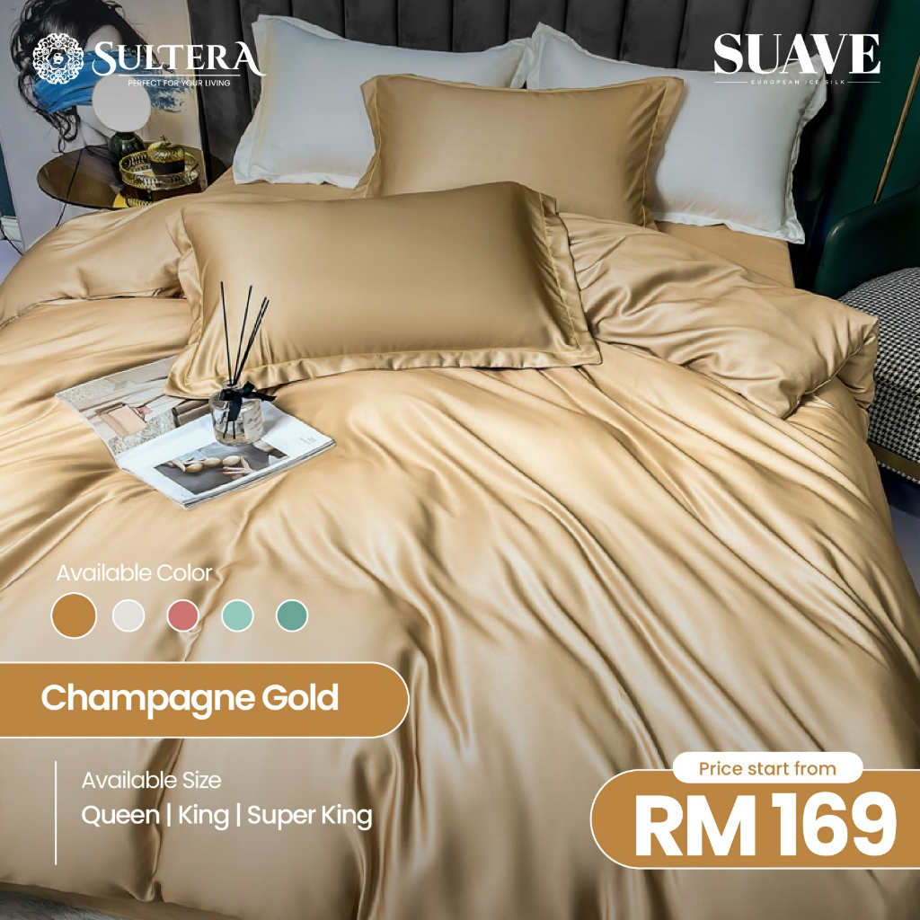Bedsheet Set SUAVE Sultae THE SULTERA Queen King Super King Bedsheet Duvet Cover Cadar Pillow Case European Ice Silk Shopee Malaysia
