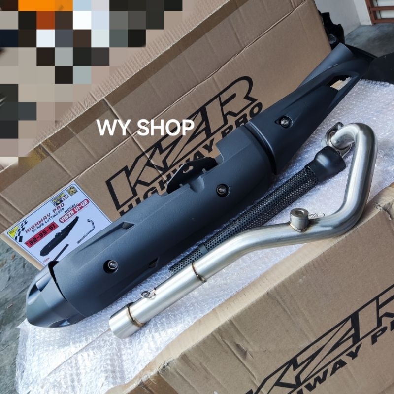 Y15ZR V1 AND Y15ZR V2 KZR HIGHWAY PRO EXHAUST PIPE CUTTING STD SIZE WITH PIPE COVER AND SILENCER