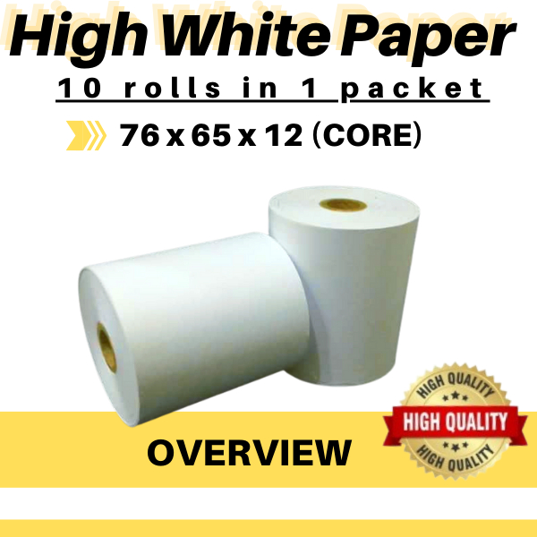 [High Quality High White Paper Roll] 76mm X 65 mm x 12 (Core) 10
