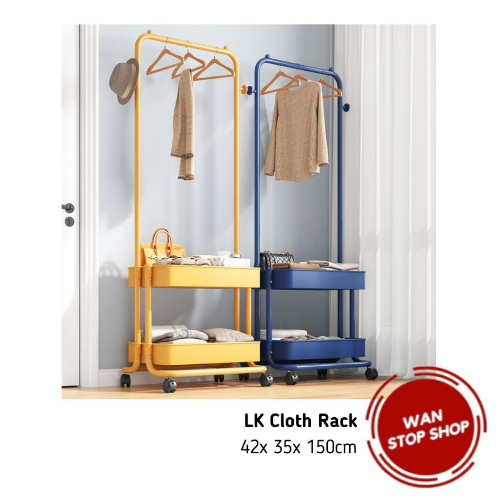 2 Tier Cloth Hanging Rack Clothes Organizer Cloth Storage Rack Drying