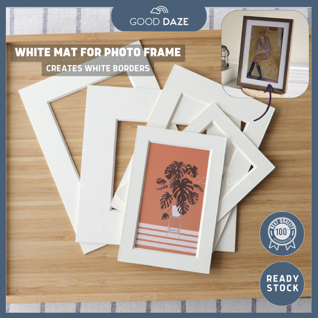 【GOOD DAZE】White Mat for Photo Frame 5R 6R 8R A4 frame card frame ...