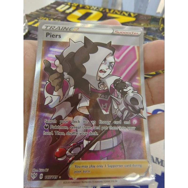Trainer Type Pokemon Card Piers Full Art 187/189 Shopee Malaysia