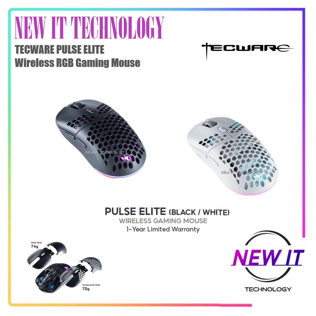 TECWARE PULSE ELITE Wireless RGB Gaming Mouse With Solid Cover / Holed ...