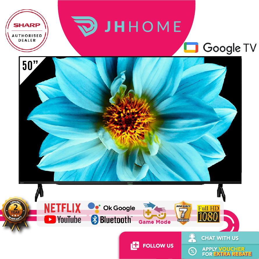 Sharp 50 Inch AQUOS Full HD Google TV 2TC50EG1X Android TV 4K UHD