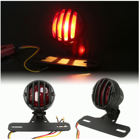 Motorcycle LED Retro Red Rear Tail Brake Stop Light Lamp With License ...