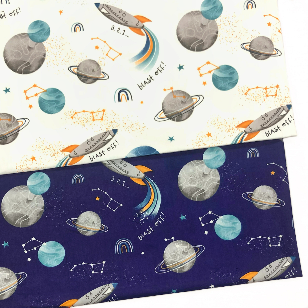 [NY2000] Planet & Rocket Design Combed Cotton Twill Woven Fabric | Kain ...