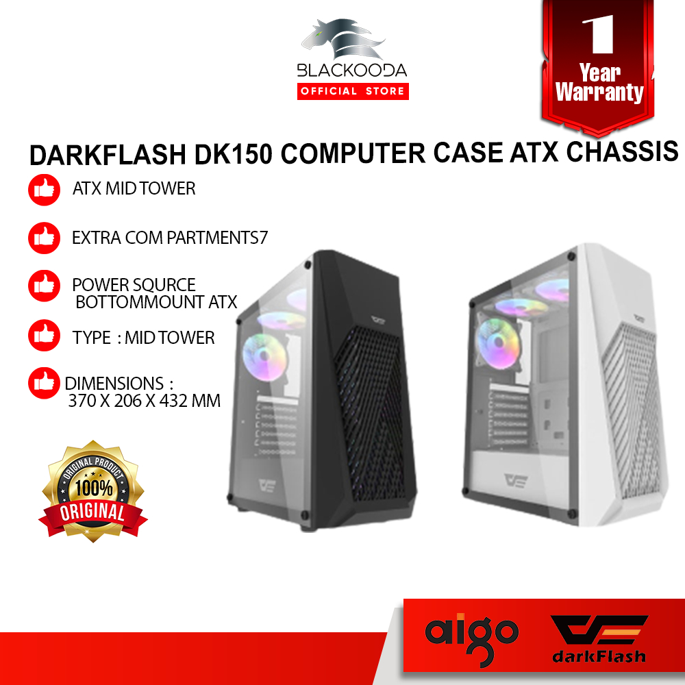 Aigo Darkflash DK150 Computer case ATX Chassis (Black/White) / Full