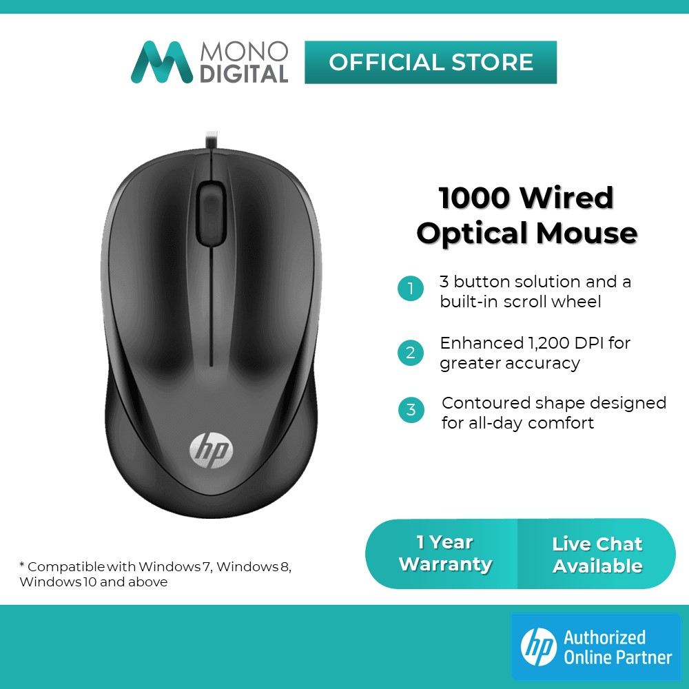 HP 1000 Wired Mouse A/P (4QM14AA#UUF)