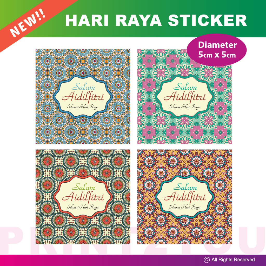 | 100PCS | 2023 HARI RAYA | SELAMAT AIDILFITIRI | STICKER | Shopee Malaysia