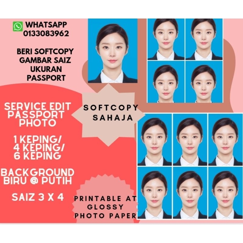 Photo Passport Edit Gambar Passport Softcopy Only (white Or Blue ...