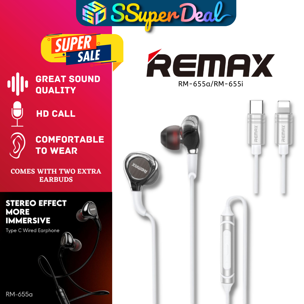 Remax RM-655a/RM-655i Type-C IP Metal Wired Earphone for Music & Call ...