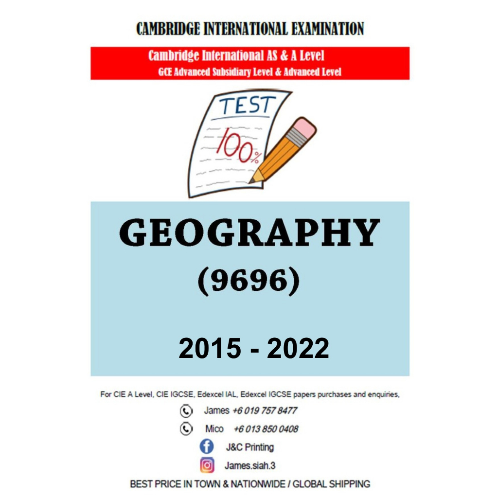 Cambridge A Level Past Year Papers Geography 9696 (PAPER 1,2,3,4