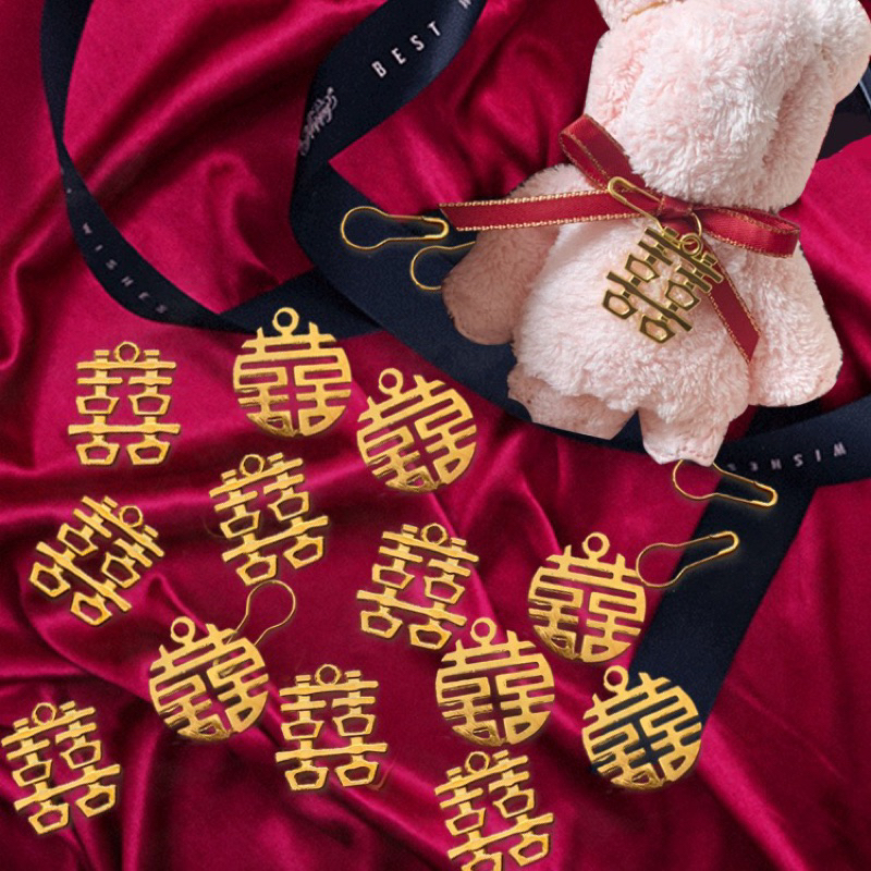 [READY STOCK]•WEDDING GOLD XI CHAIN • 喜字 双喜 囍 吊坠 喜糖盒喜字吊坠WEDDING PENDENT ...