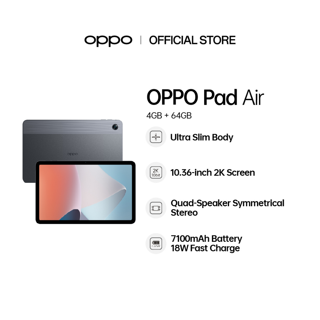 OPPO Pad Air | 4GB RAM + 64GB ROM | 18W Fast Charge | 7100mAh Battery