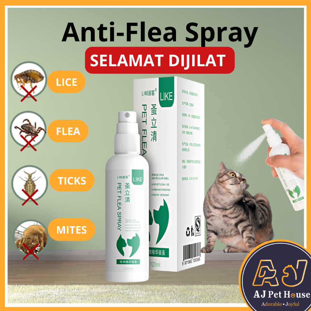 AJPET Cat Flea Spray Kutu Kucing Pet Dog Anti Flea Spray Deodorant Ubat