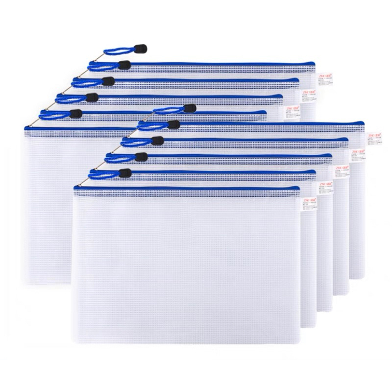 PINEDOT A4 Mesh Zipper File Folder Tuition Bag School Subject Separator ...