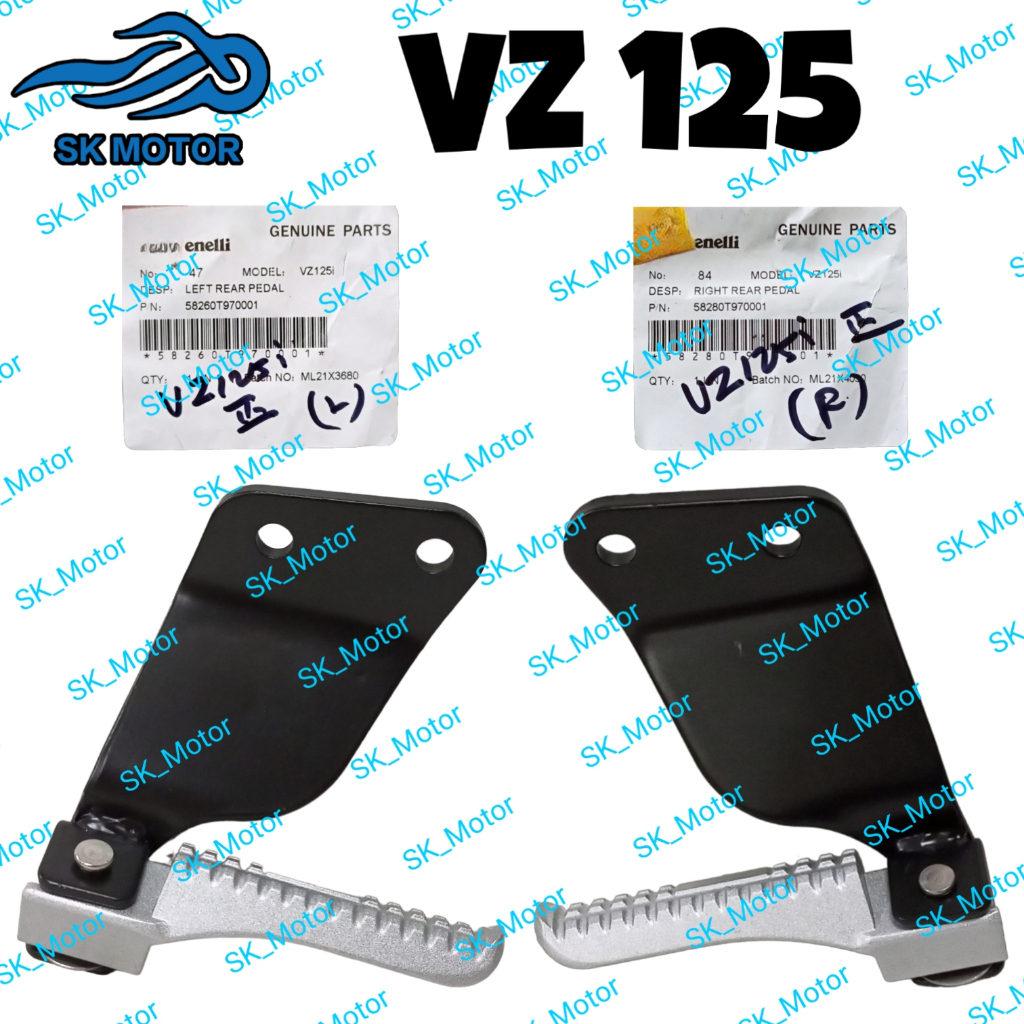 Benelli VZ125 VZ 125 i Original Left Right Rear Pedal Assembly Footrest ...