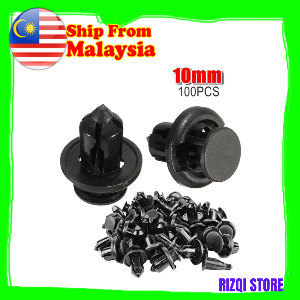 (Rizqi Store)100pcs10mm Hole Car Bumper /Fender Plastic Push Rivets