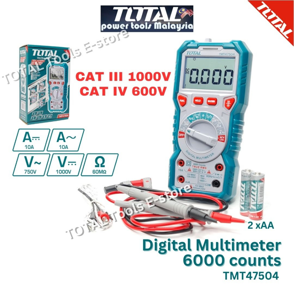 TOTAL Digital Multimeter 6000 counts CAT III 1000V CAT IV 600V 万用表测电流 ...