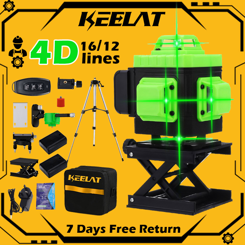 KEELAT 16/12 Lines 4D Laser Level SelfLeveling 360 Horizontal And