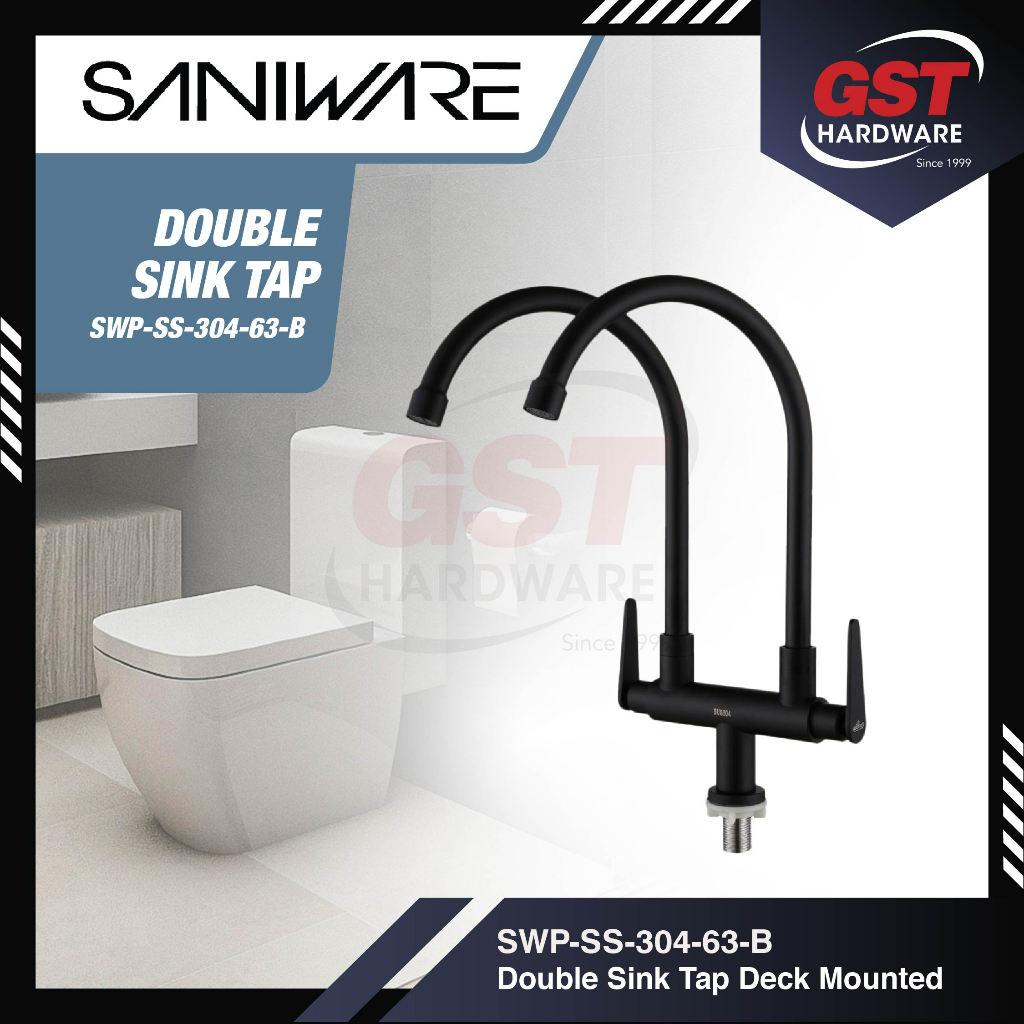 Saniware Double Sink Tap Matt Black Kitchen Sink Tap Sink Faucet