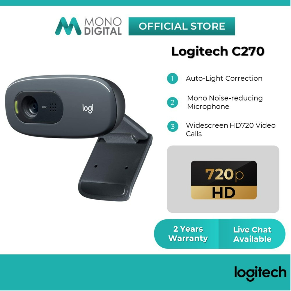 Logitech C270 Webcam HD, 720p/30fps