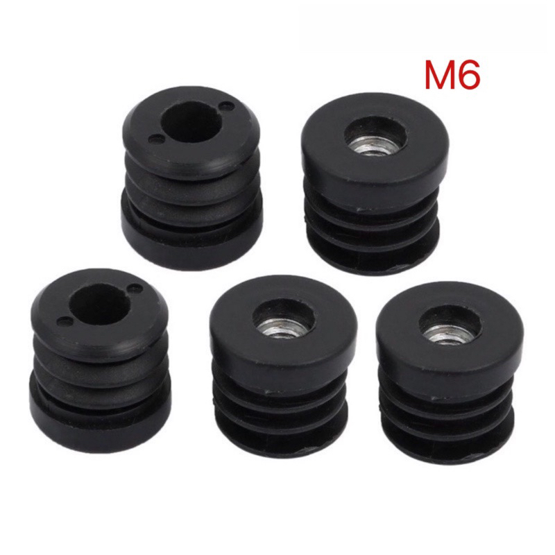 M6 Black Round Plastic Threaded Tube Inserts Thread, Plastic Fittings