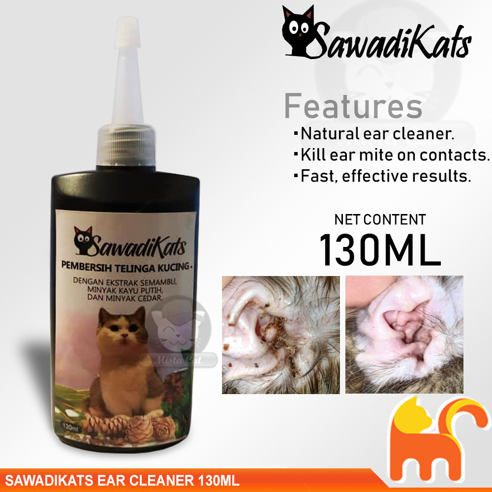 (Cats Ear Mite Treatment) Natural Sawadikats Cat Ear Cleaner 130ml