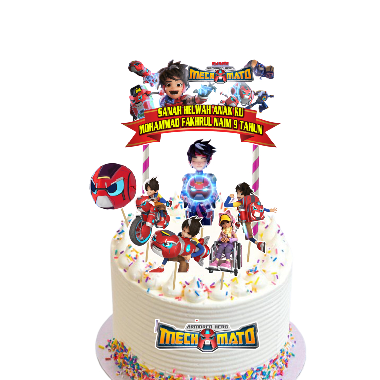 [CUSTOM NAME] Happy Birthday Cake Topper MechaBot Mechamato Decoration ...