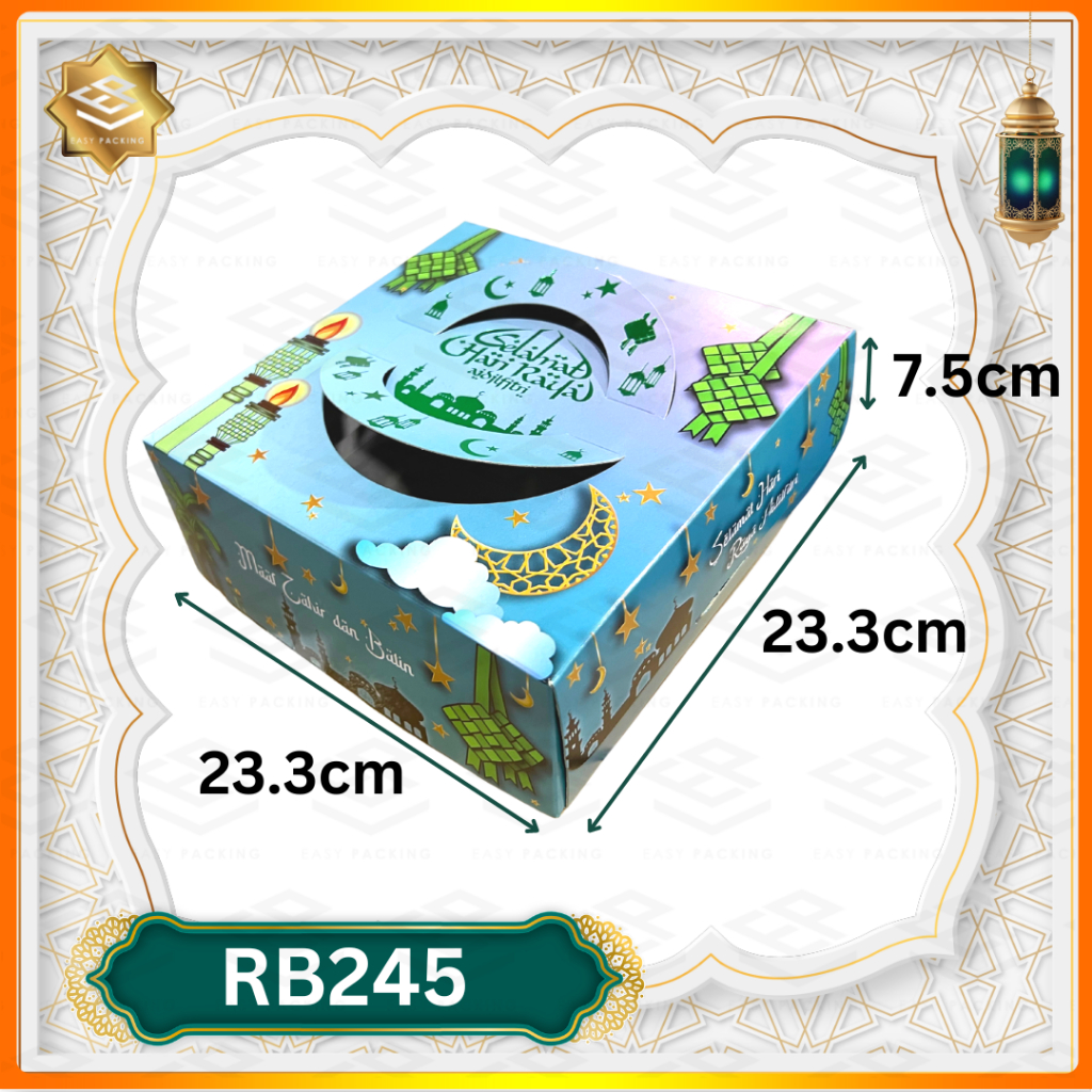 Raya New Design Raya Box Hari Raya Gift Box Handle Kotak Hari Raya Aidilfitri Glossy Texture