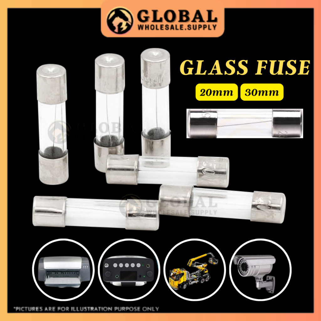 [READY STOCK] Glass Fuse Tube 250V Electrical Assorted Fastblow Glass