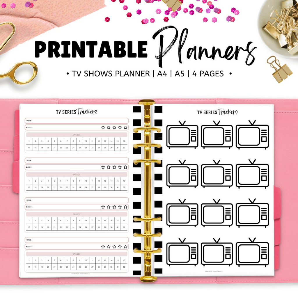 TV Shows Planner Printable PDF Journal Minimalist Planner Insert