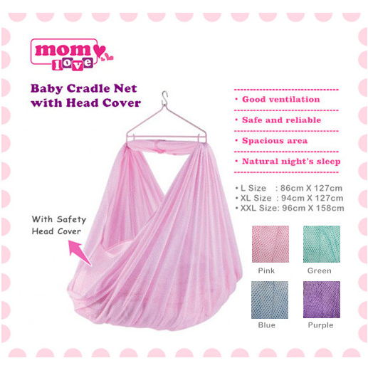 Buaian Bayi / Baby Cradle Net with Head Cover Net OR Head Zip Cover (L ...