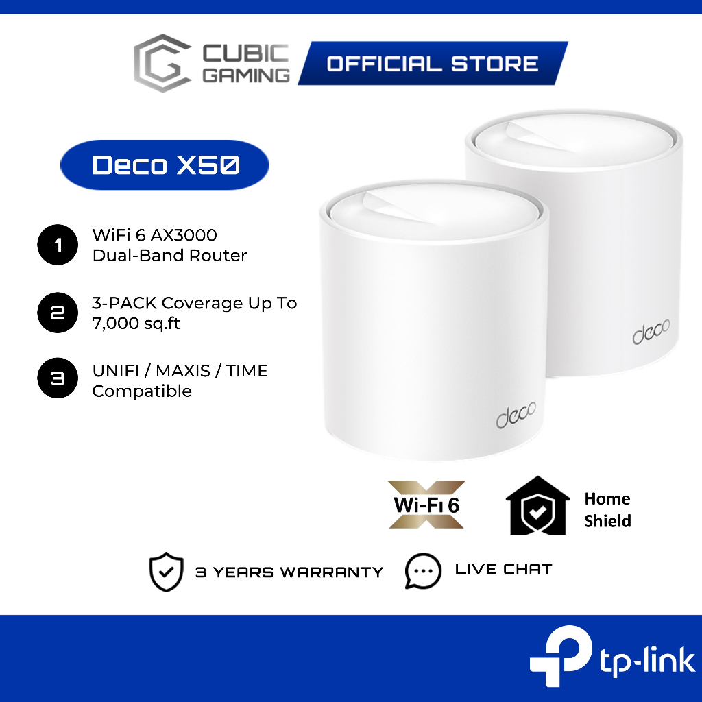 TPLink Deco X50 AX3000 Dual Band Whole Home Mesh WiFi 6 System AP Mode