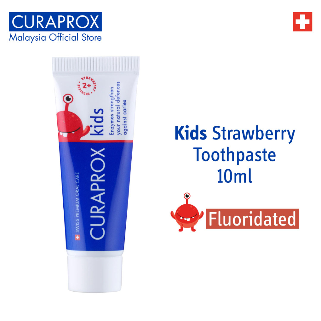 CURAPROX Kids Strawberry Toothpaste 10ml (Fluoridated), 950ppm Made